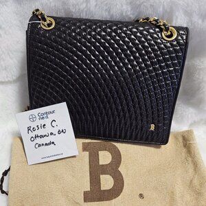 Authentic Bally  Lambskin Leather Quilted Flap Bag in Gold Chain
